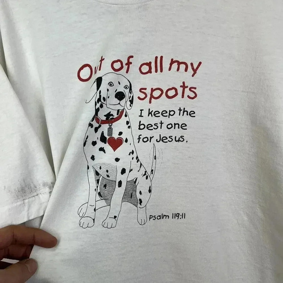 Funny Dalmatian Graphic Tee - Out of All My Spots 90s vintage - Picture 3 of 7